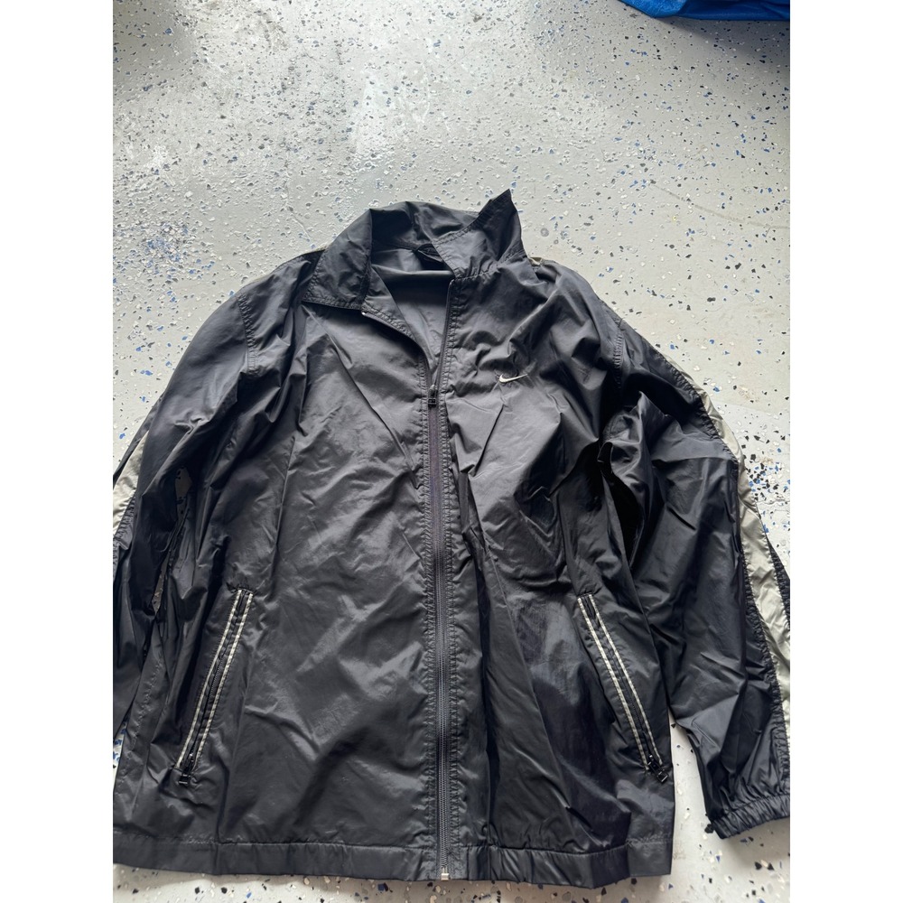 Nike Windbreaker Jacket Full Zip Lightweight Running Track Black Large